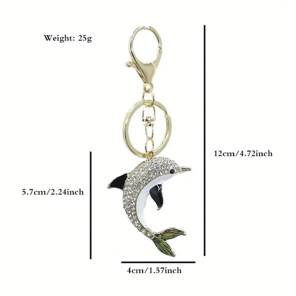 Rhinestone Dolphin Keychain